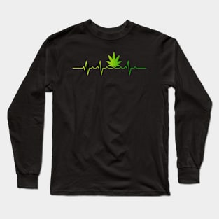 Weed Leaf Heartbeat | Weed Leaf Heartbeat | Cannabis Heartbeat Long Sleeve T-Shirt